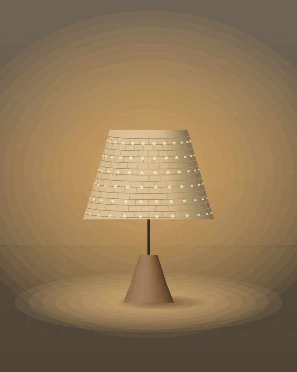 أباجورة خوص منوّرة على كومود